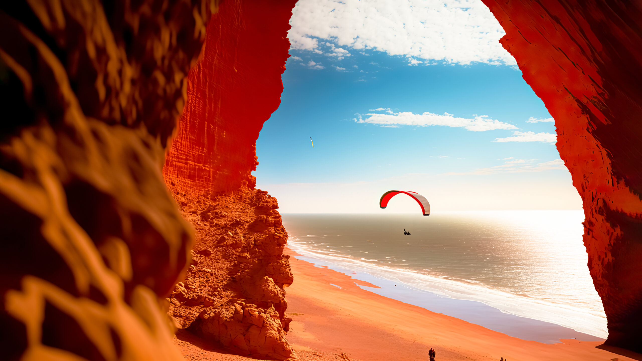 production-services-and-filming-in-marocco-kite-at-red-arches-on-the-beach